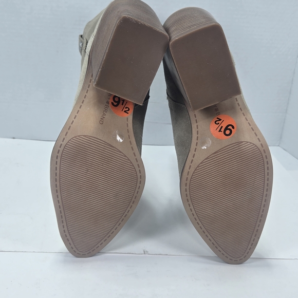 Lucky Brand SOGN buckled Block Heeled Suede Leather Western Boots Size 9 1/2 9.5 - Picture 11 of 16